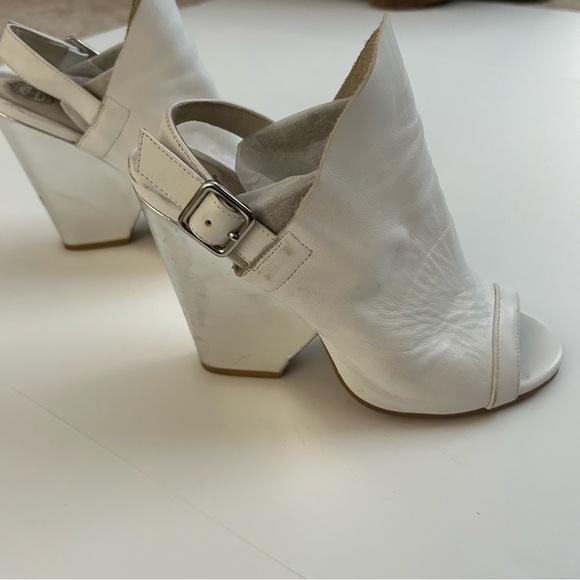 Jeffery Campbell Ebba Soft White Leather open toe Metallic Silver Wedge heel 7.5 - Picture 7 of 12